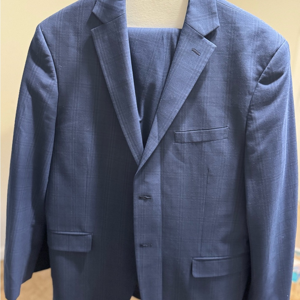 Men's Blue Plaid Suit